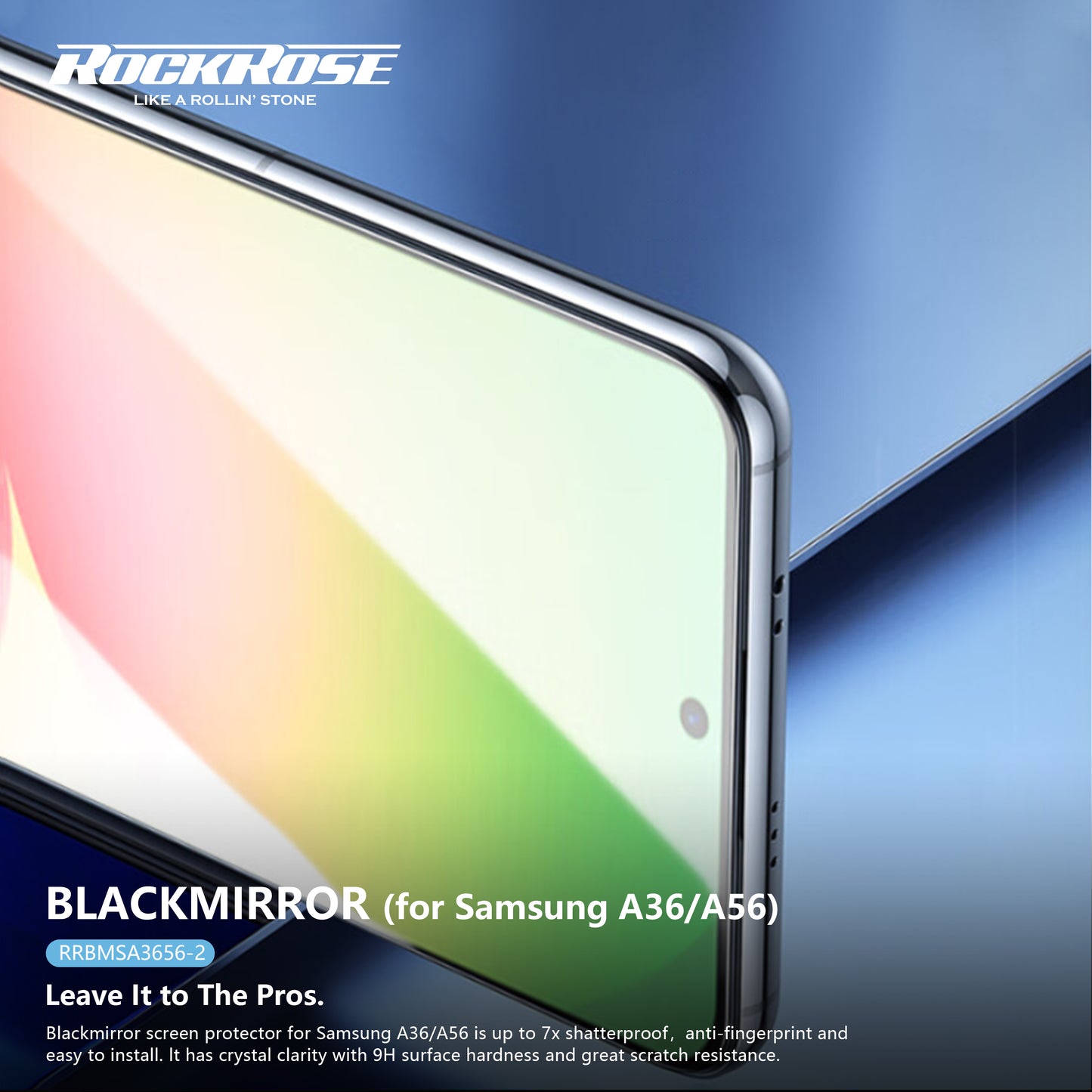 Rockrose Blackmirror Samsung A36/A56 2 Pack Premium Tempered Glass Screen Protector