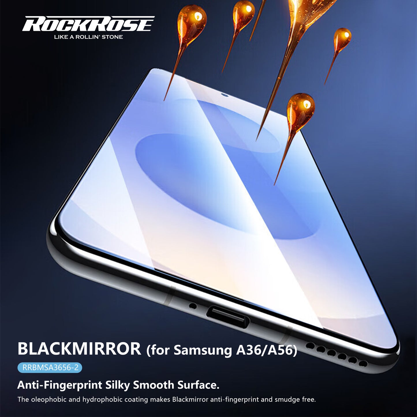 Rockrose Blackmirror Samsung A36/A56 2 Pack Premium Tempered Glass Screen Protector