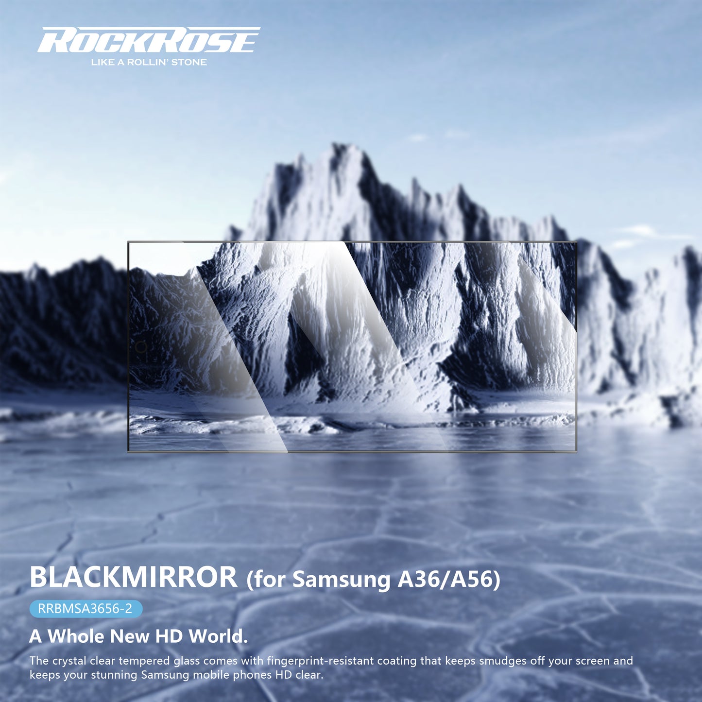 Rockrose Blackmirror Samsung A36/A56 2 Pack Premium Tempered Glass Screen Protector