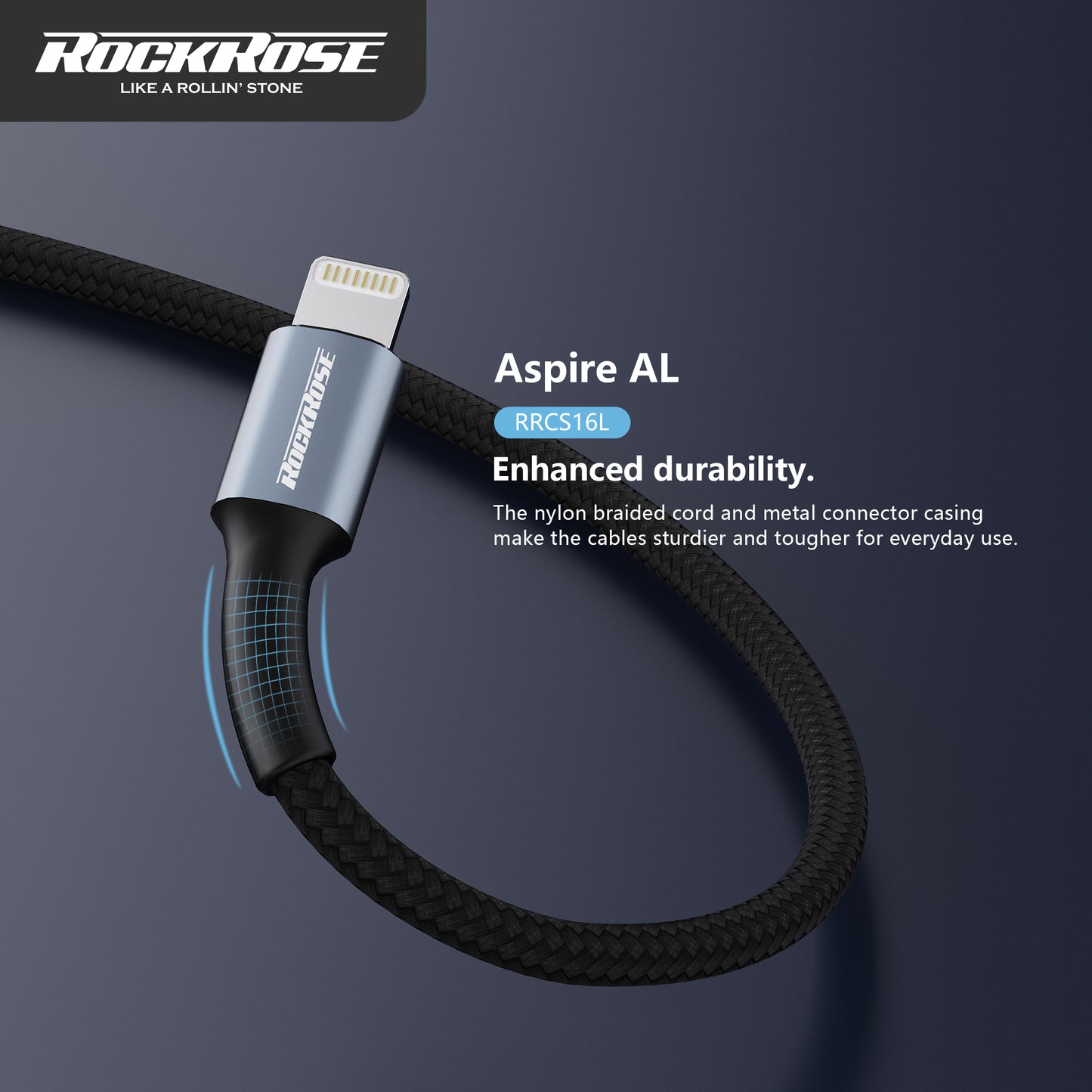 RockRose Aspire AL 2.4A 1m Lightning Charge & Sync Cable