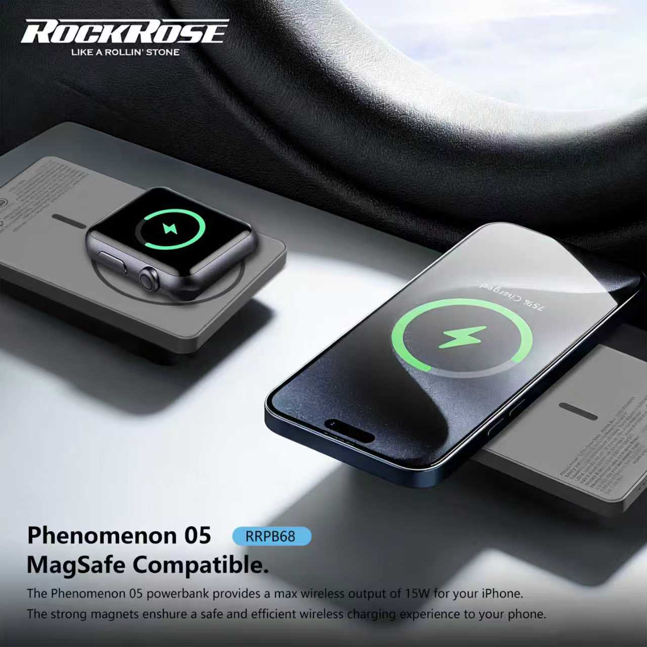 Rockrose Phenomenon 05 5000mAh Ultra Slim Wireless Charging Power Bank