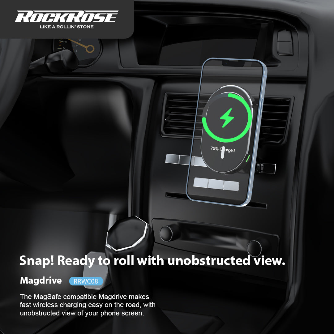 RockRose Magdrive 15W Magnetic Car Mount Wireless Charger Compatible With MagSafe