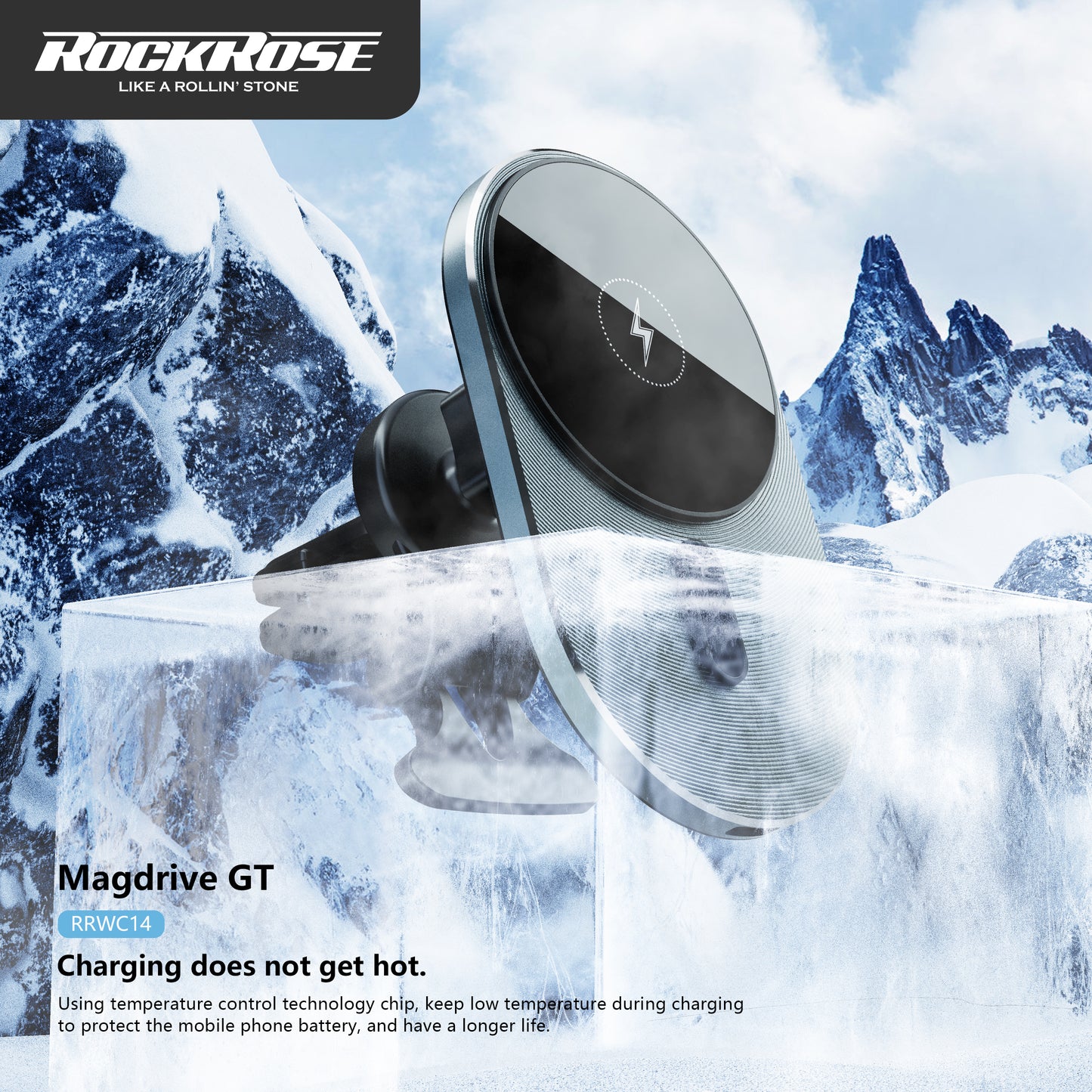 Rockrose Magdrive GT 15W Magnetic Air Vent Wireless Charger Compatible with MagSafe