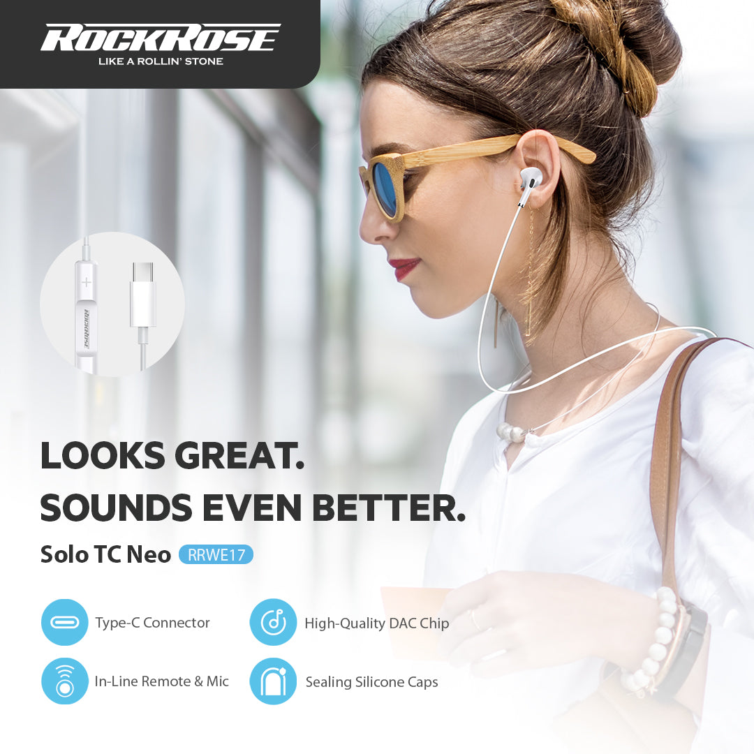 RockRose Solo TC USB-C In-Ear Earphones with DAC