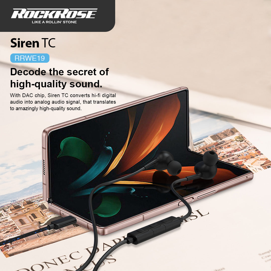 RockRose Siren TC USB-C In-Ear Earphones with DAC