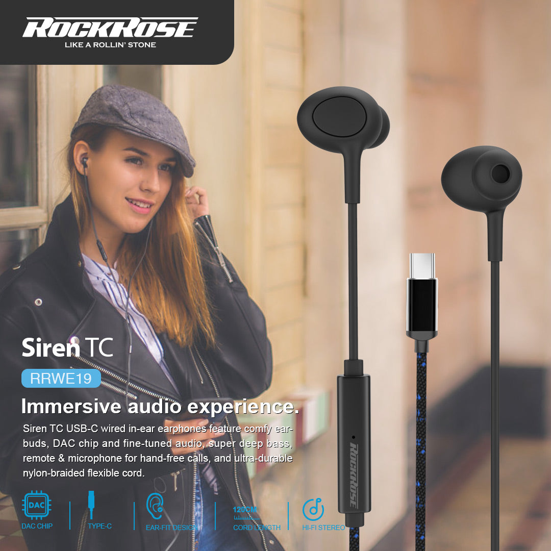 RockRose Siren TC USB-C In-Ear Earphones with DAC