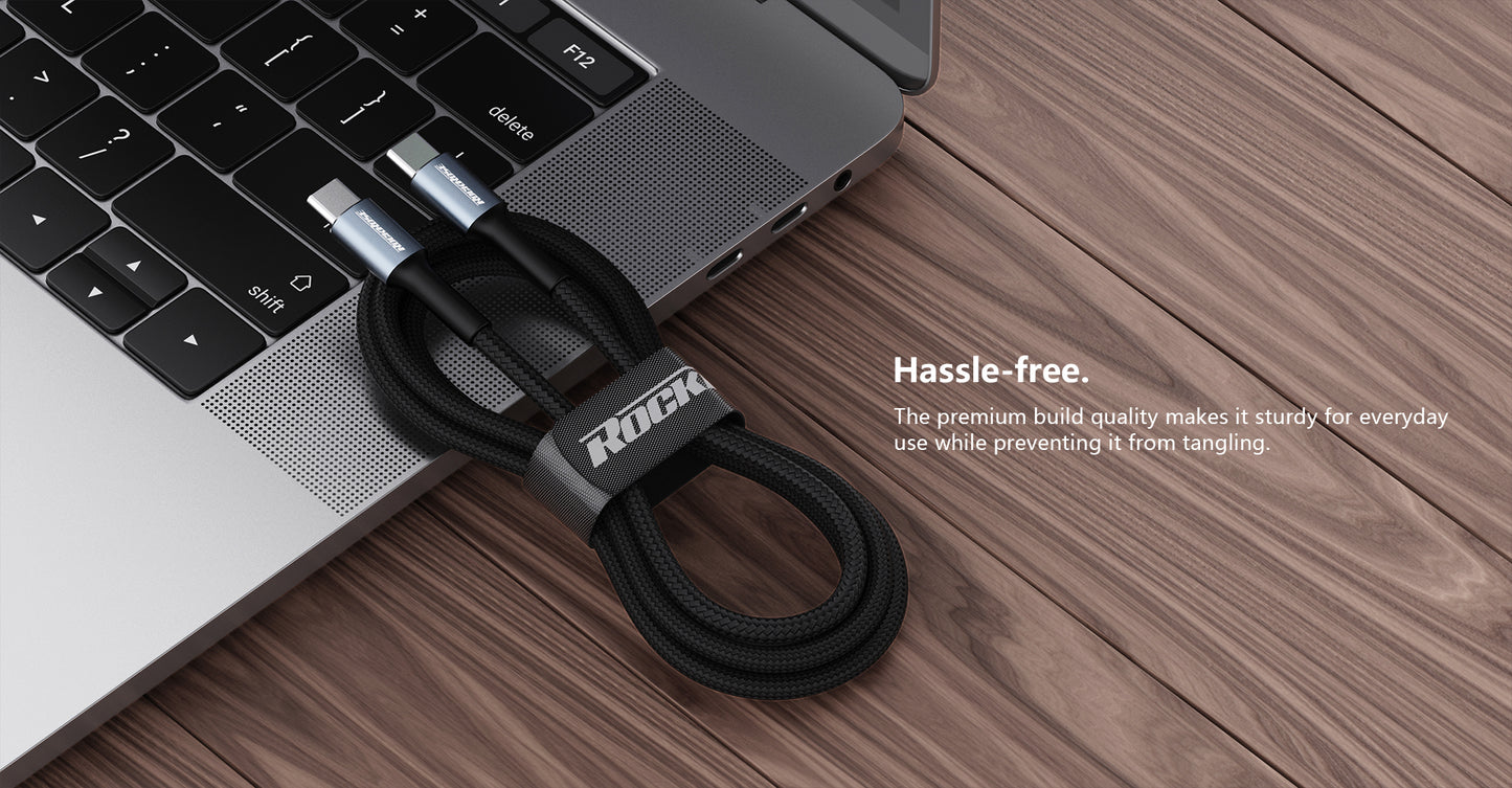 RockRose Aspire CC 3A 60W Max 1m USB-C To USB-C Charge & Sync Cable