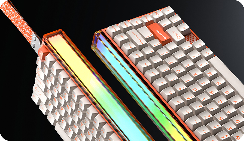 AULA HERO 75HE Orange keyboard RGB neon lightbox