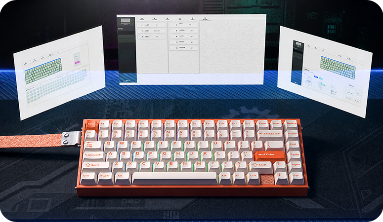 AULA HERO 75HE Orange keyboard with AULA HUB configuration