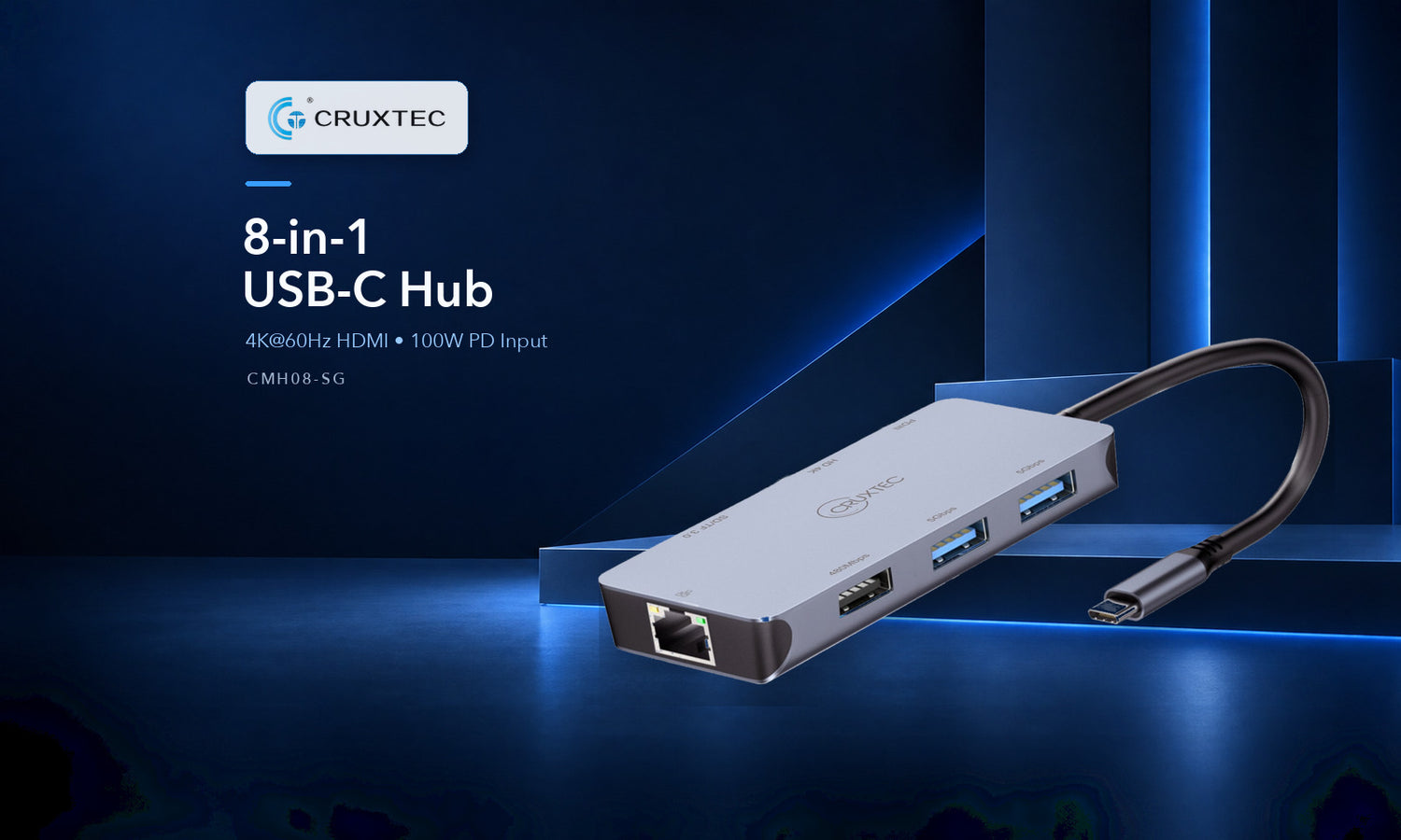 Cruxtec CMH08-SG 8-in-1 USB-C hub
