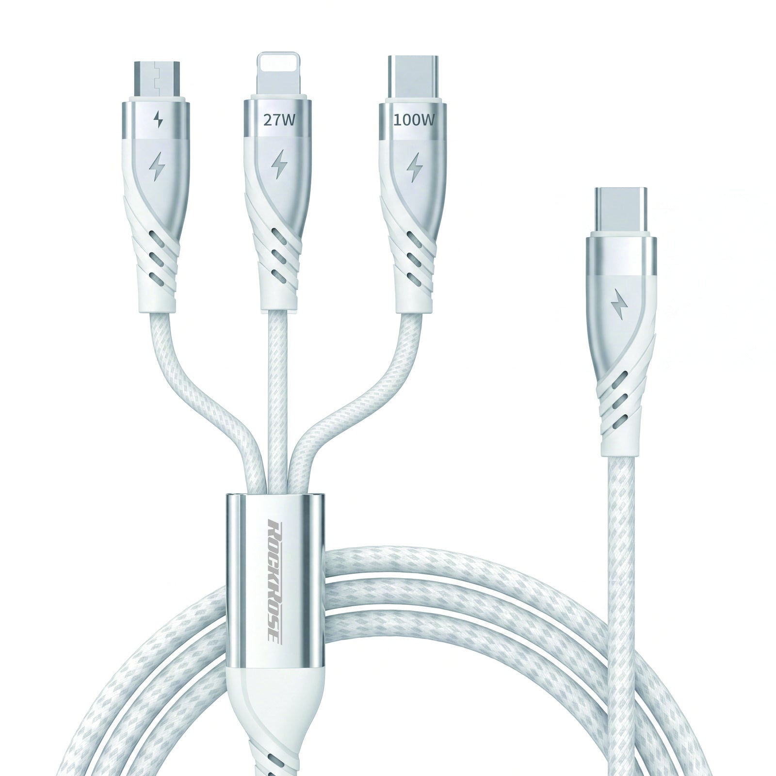 Rockrose Hercules Trident Ultra RRCS26CU 100W 3-in-1 charging cable product view