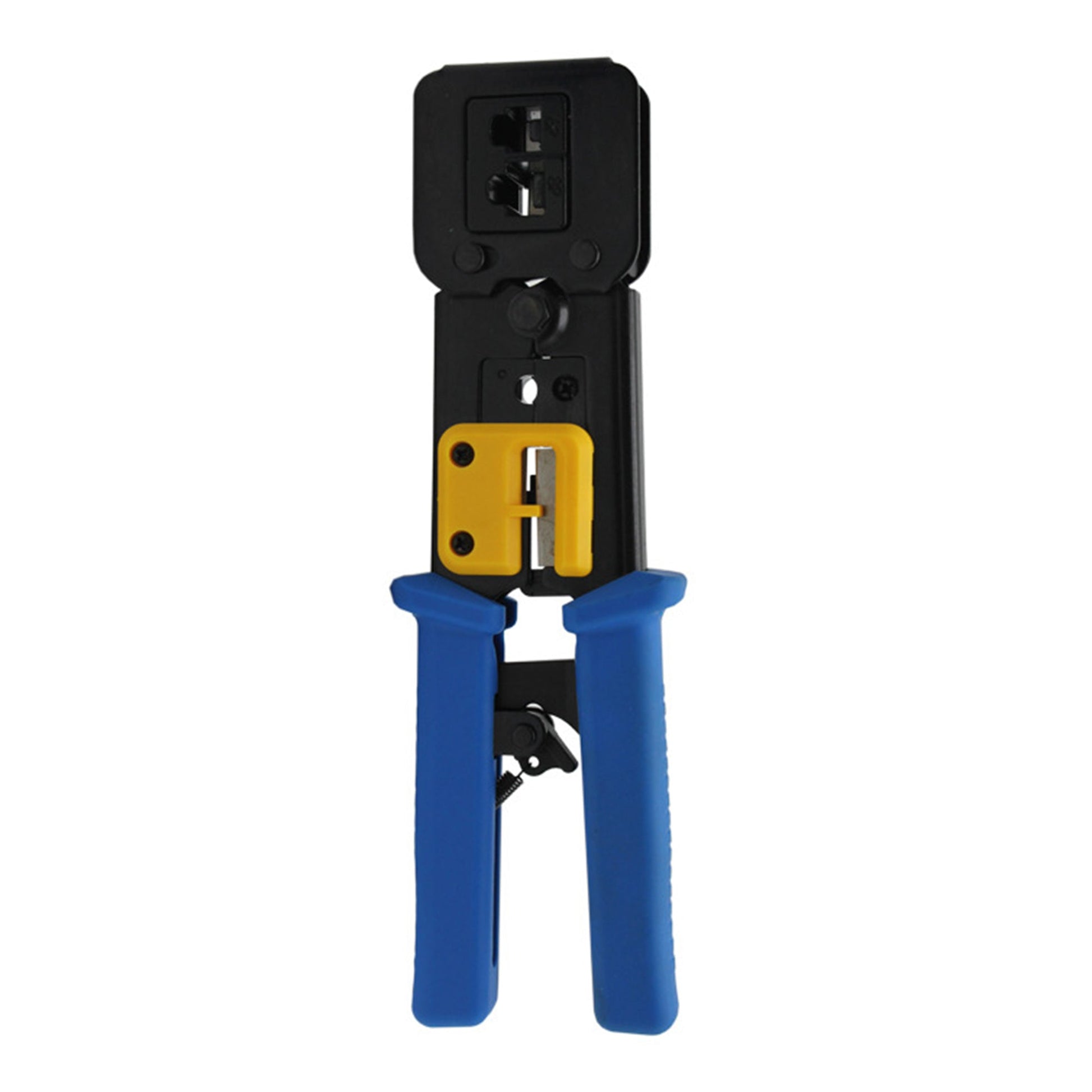 Cruxtec NTEZ-100 RJ45 and RJ11/RJ12 crimping tool, front view