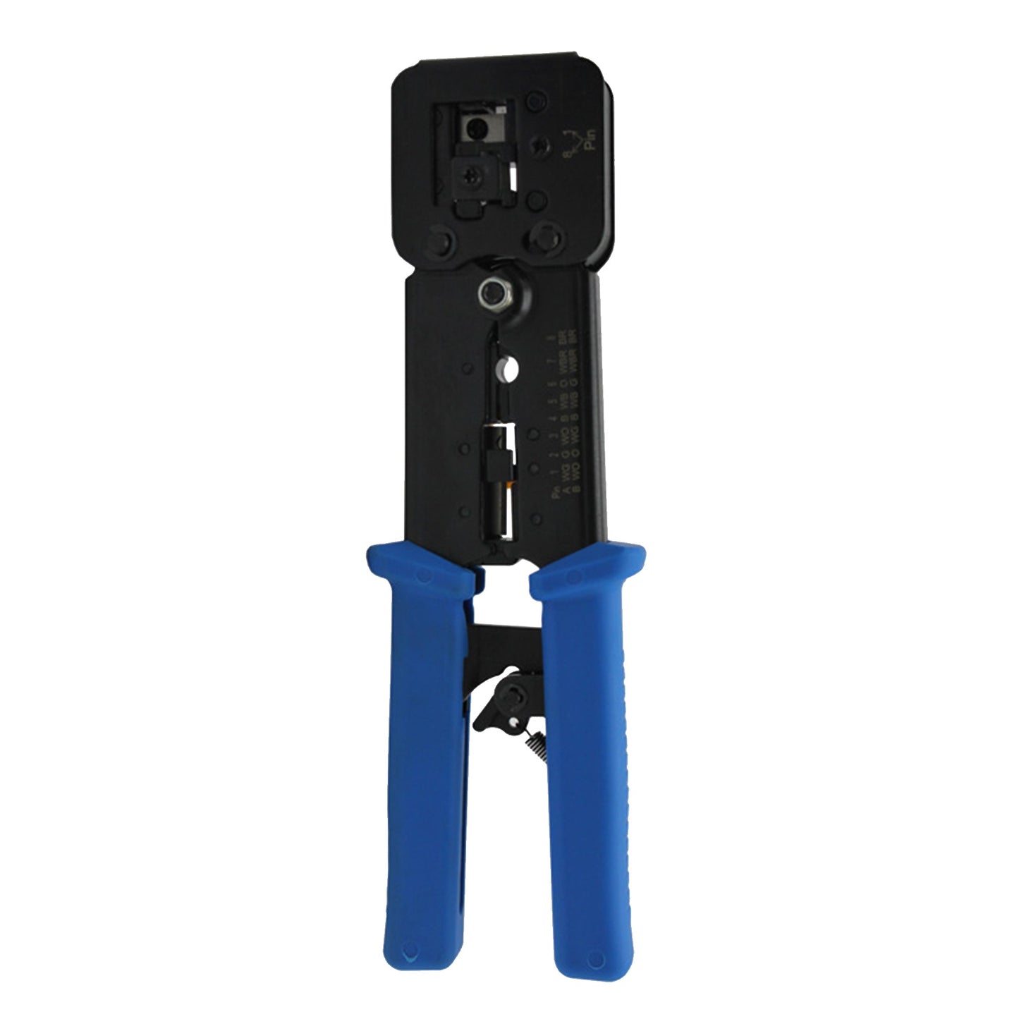 Cruxtec NTEZ-100 RJ45 and RJ11/RJ12 crimping tool, reverse view