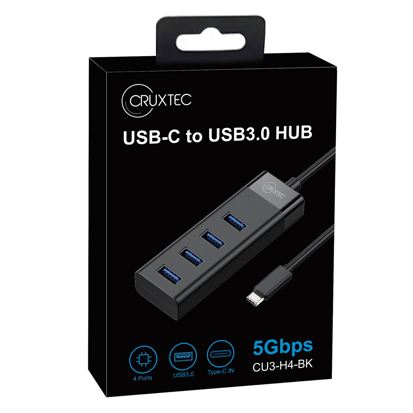 CRUXTEC 4 Port High Speed USB-C 3.0 HUB