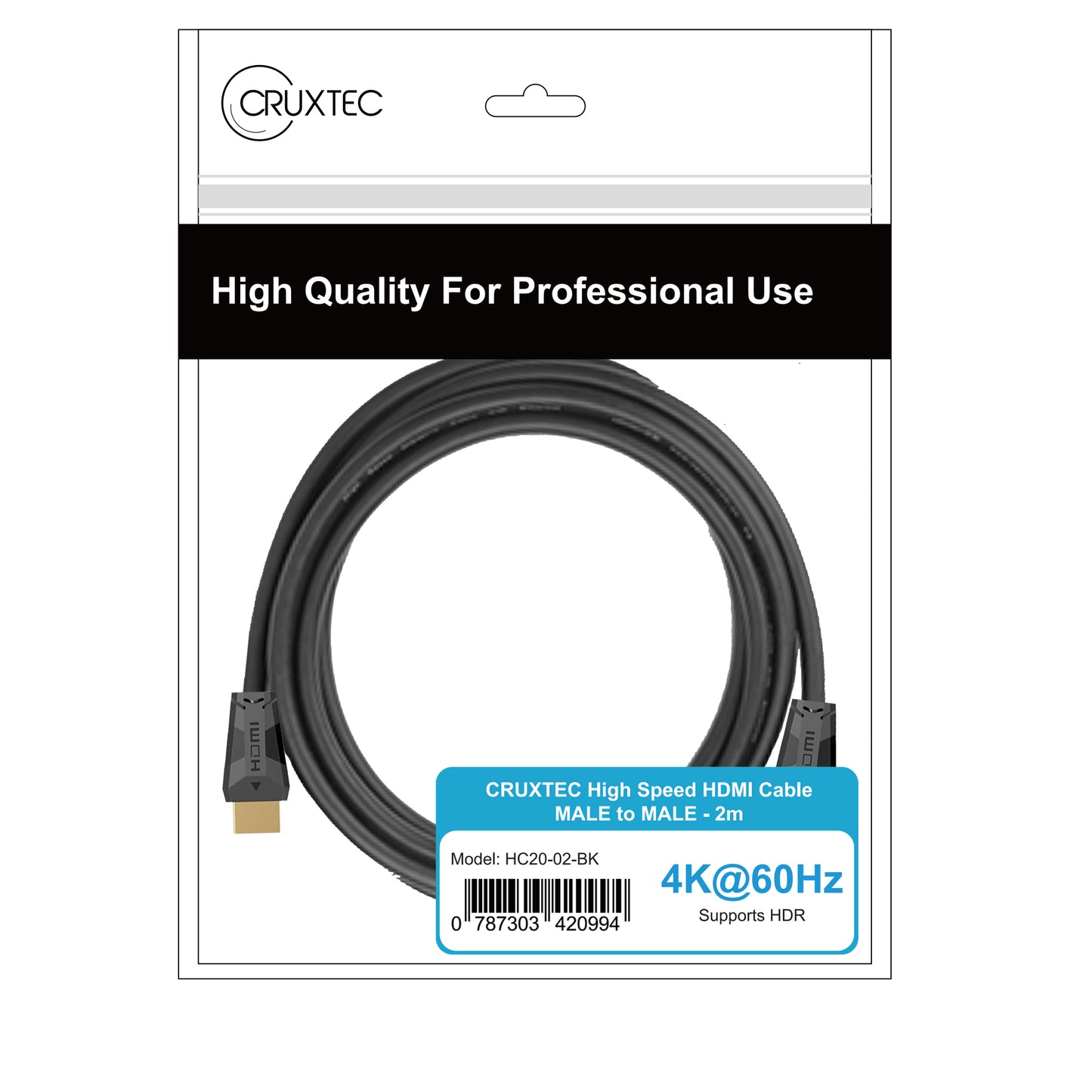 Cruxtec Premium High Speed HDMI 2.0 Cable with Ethernet ( 18Gbps, 4K@60Hz, HDCP, 4:4:4, HDR )