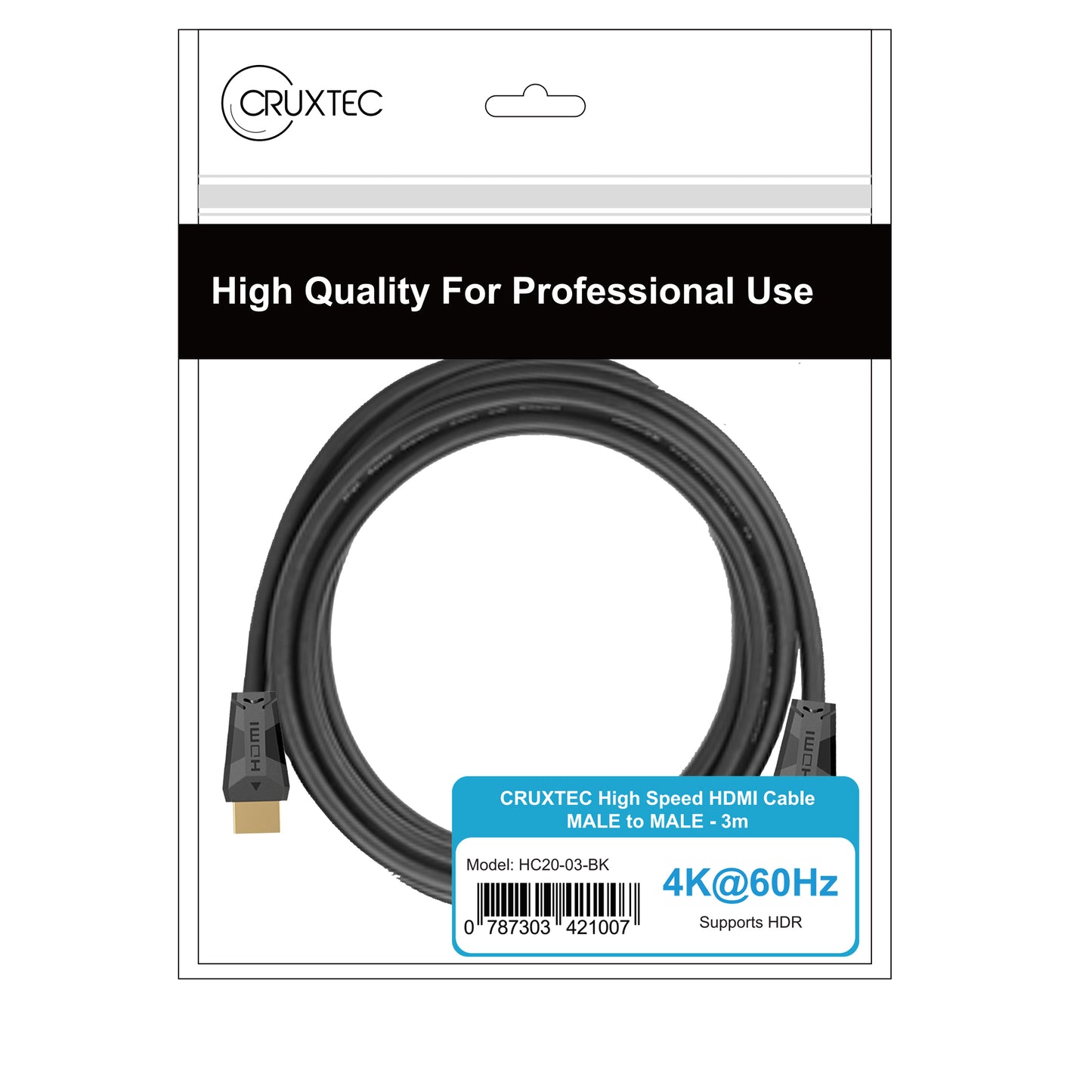 Cruxtec Premium High Speed HDMI 2.0 Cable with Ethernet ( 18Gbps, 4K@60Hz, HDCP, 4:4:4, HDR )