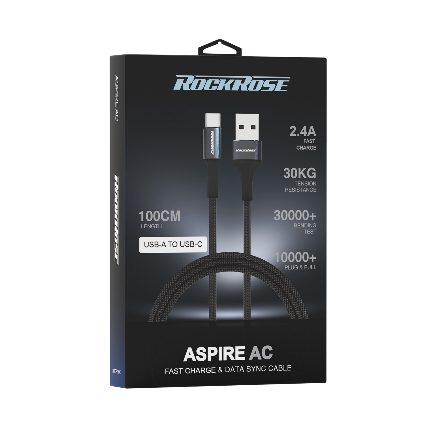 RockRose Aspire AC 2.4A 1m USB-C Charge & Sync Cable