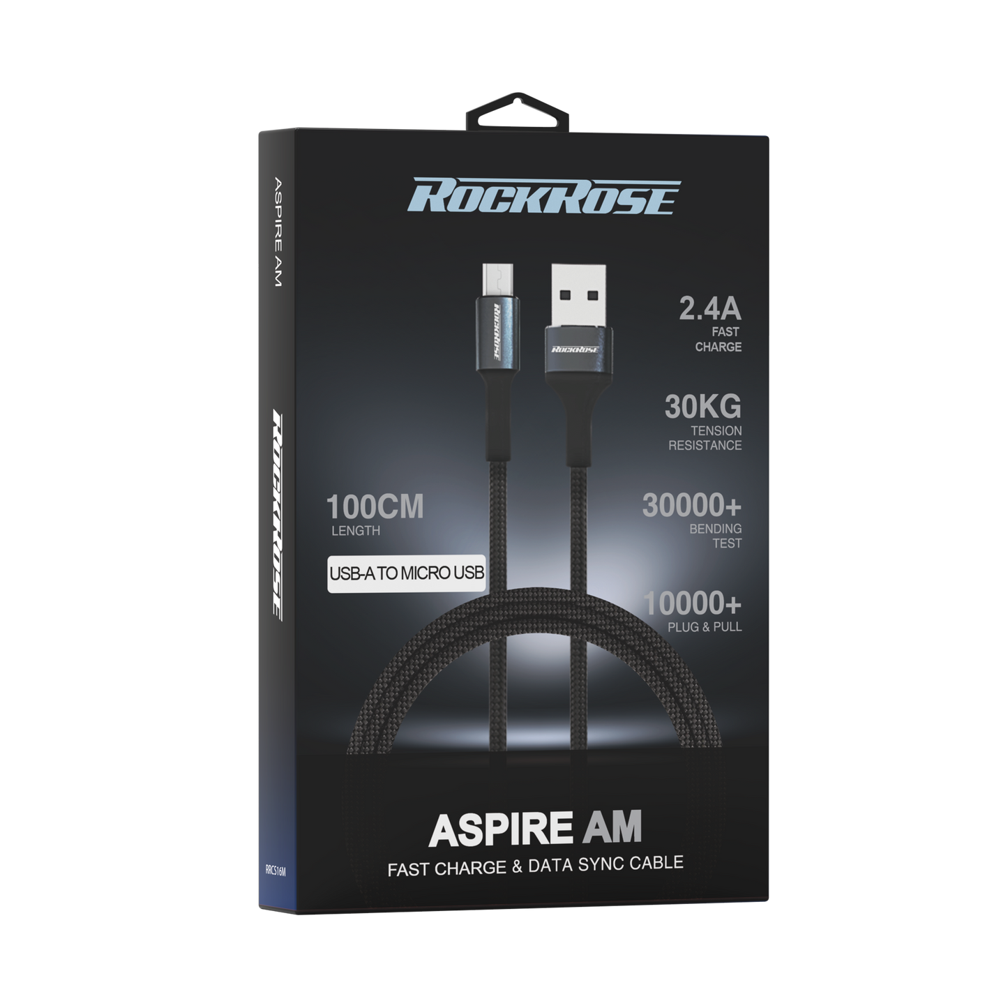 RockRose Aspire AM 2.4A 1m Micro USB Charge & Sync Cable