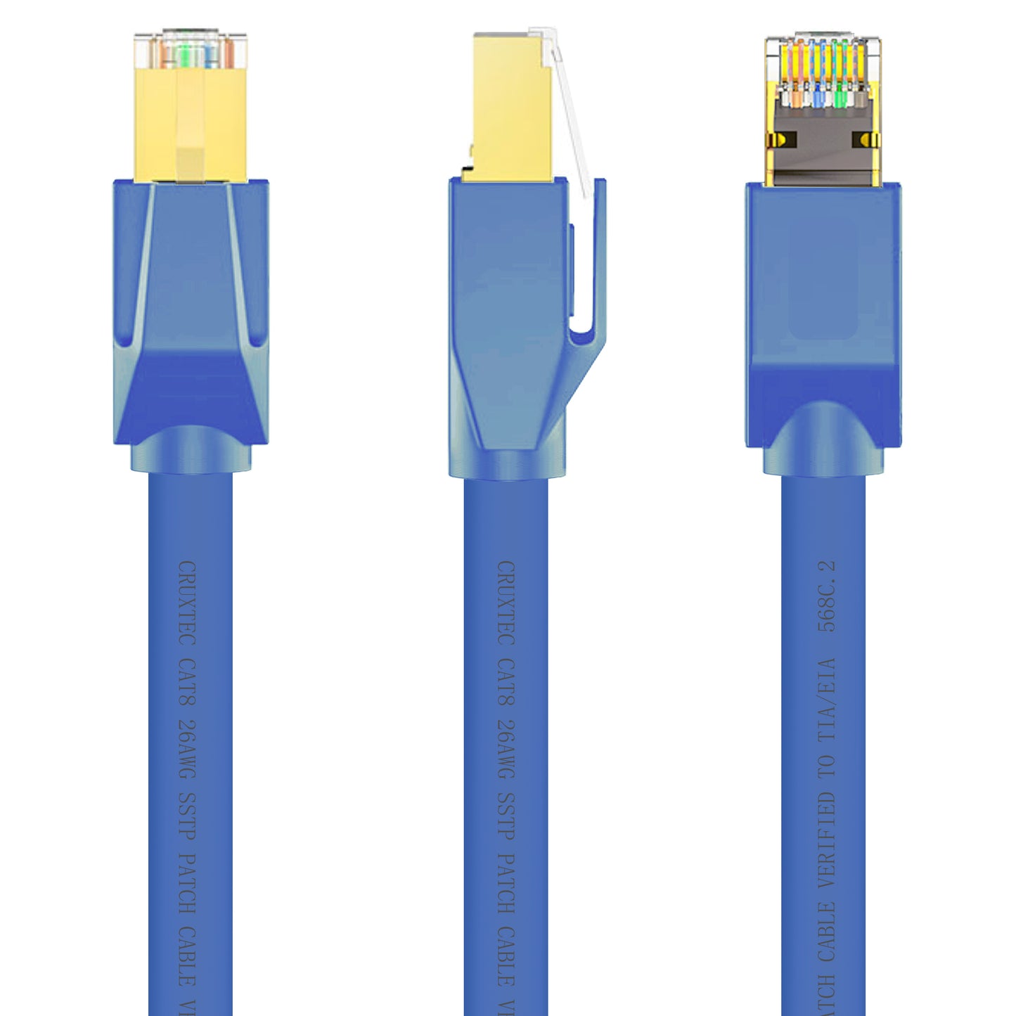 Cruxtec CAT8 40GbE SF/FTP Triple Shielding Ethernet Cable Blue