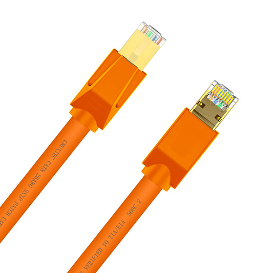 Cruxtec CAT8 40GbE SF/FTP Triple Shielding PoE Ethernet Cable Orange